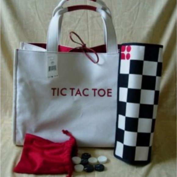 kate spade RARE COLLECTORS george game tote bag checkers tic tac toe nwt - Picture 1 of 7